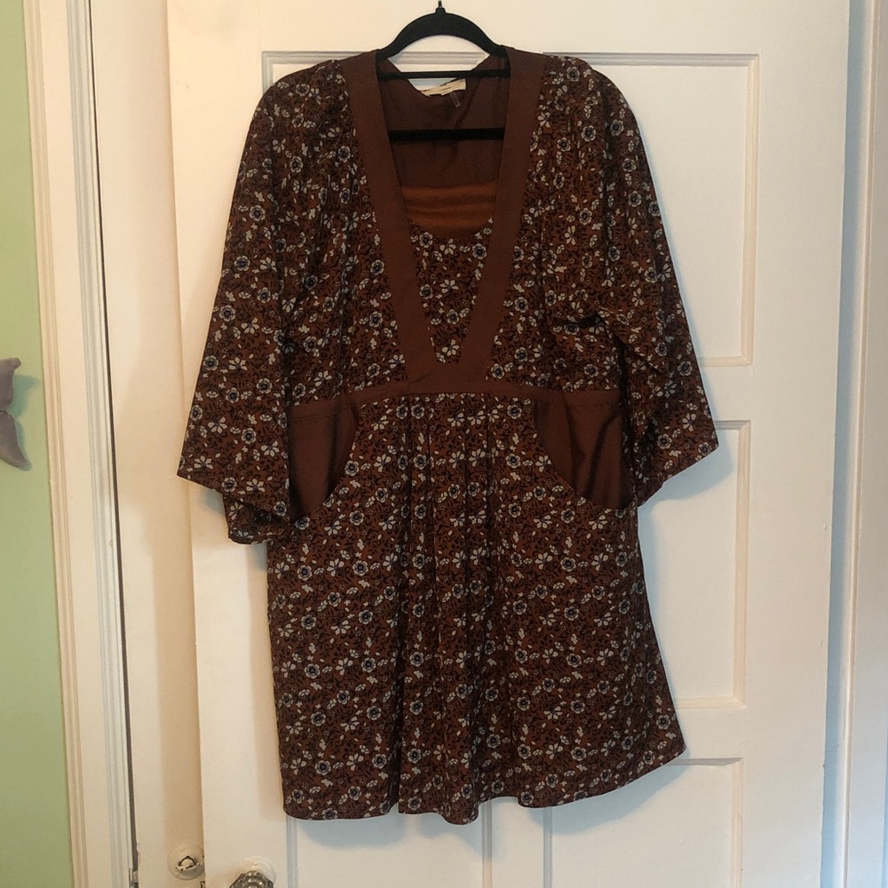 Boutique Floral Brown Dress with Pockets